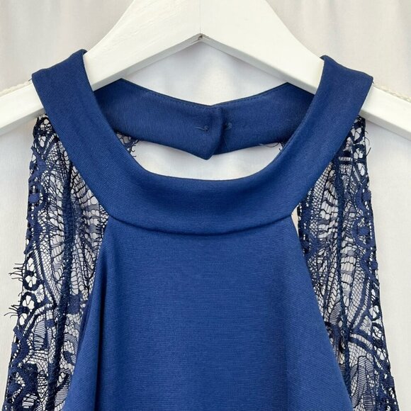 Lulus Womens A Line Dress Blue Backless Halter Sleeveless Lace Size Small New - Picture 7 of 10